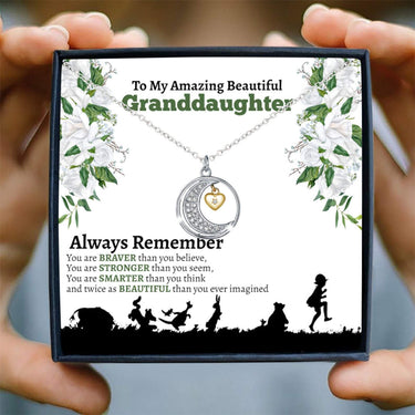 To My Granddaughter Moon & Back Necklace - Love You This Much